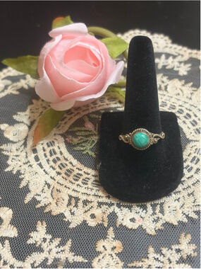 Women's Aura’s Oddities Size 8 925 Sterling Silver & Malachite Stone Ring